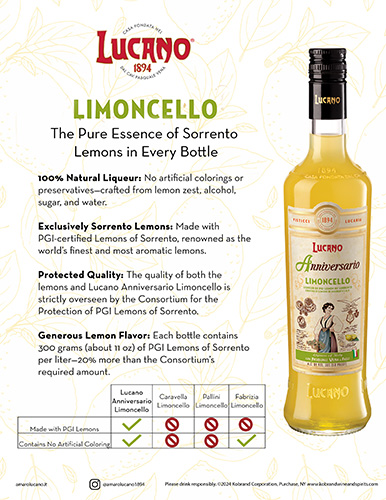 Anniversario Limoncello Sell Sheet