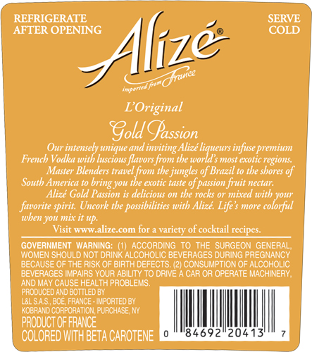 Gold Passion 200ml Back Label