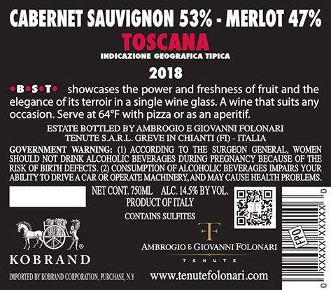 Cabernet Sauvignon e Merlot IGT 2018 Back Label