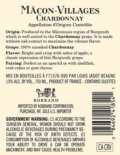 Mâcon-Villages Back Label (750ml)