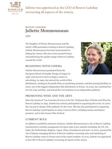 Bouvet Ladubay CEO Juliette Monmousseau Biography