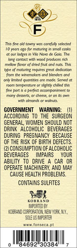 10 Year Old Tawny Porto Back Label