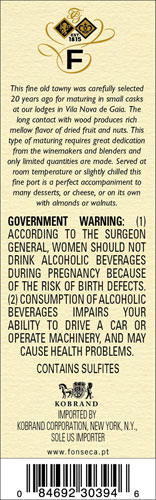 20 Year Old Tawny Porto Back Label