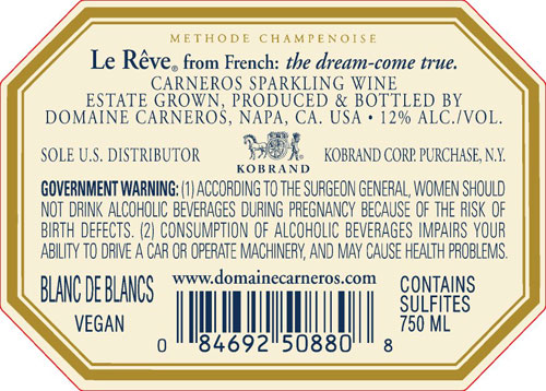 Le Rêve Blanc de Blancs Back Label