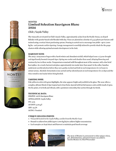 Limited Selection Sauvignon Blanc 2024 Fact Sheet