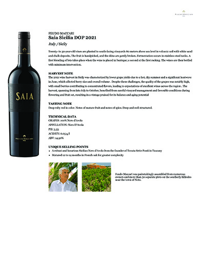 Saia Sicilia DOP 2021 Fact Sheet