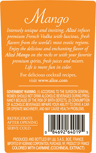 Mango Back Label (750 ml)