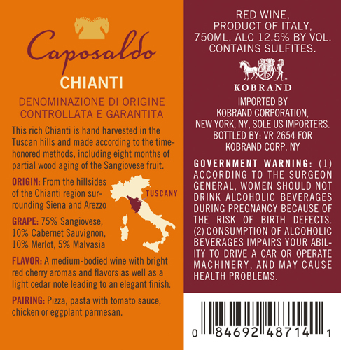 Chianti DOCG Back Label