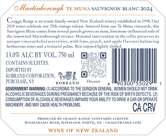 Te Muna Sauvignon Blanc 2024 Back Label