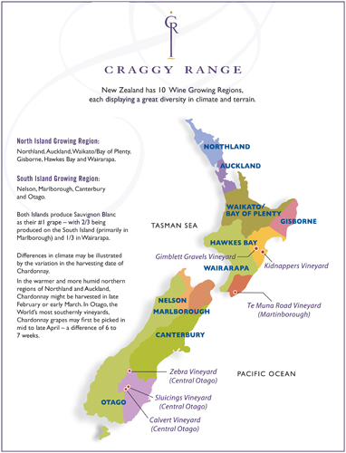 New Zealand Wine Region Map Sell Sheet