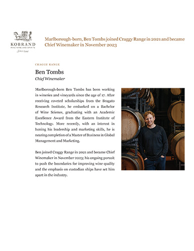 Ben Tombs, Chief Winemaker