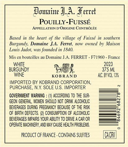 Pouilly-Fuissé 2023 Back Label (375ml)