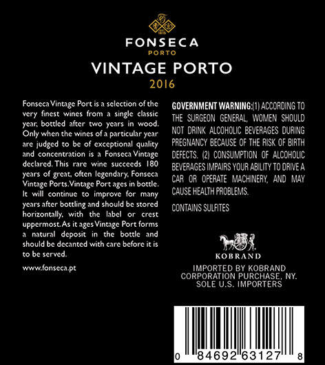 Classic Vintage Porto 2016 Back Label