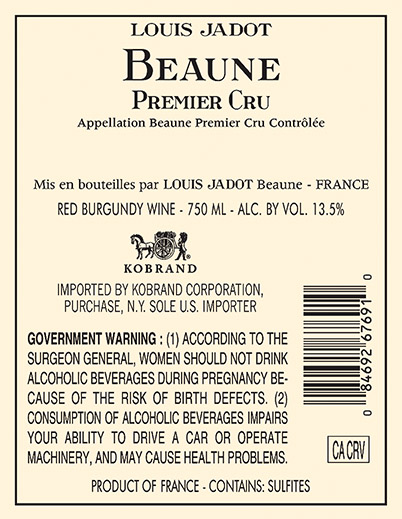 Core: Beaune Premier Cru Back Label