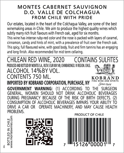 Classic Cabernet Sauvignon 2020 Back Label