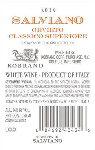 Orvieto Classico Superiore DOC 2019 Back Label
