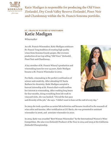 Katie Madigan, Winemaker Biography