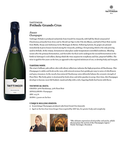 Prélude Grands Crus Fact Sheet