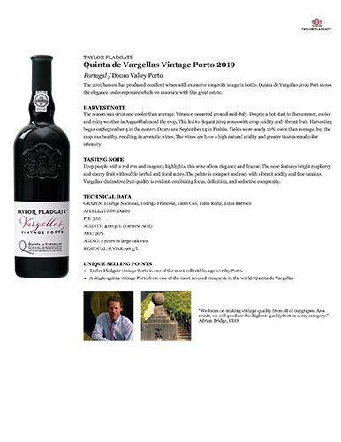 Quinta de Vargellas Vintage Porto 2019 Fact Sheet