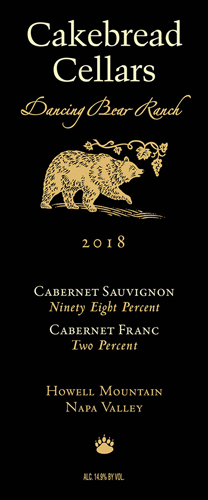 Dancing Bear Ranch 2018 Front Label