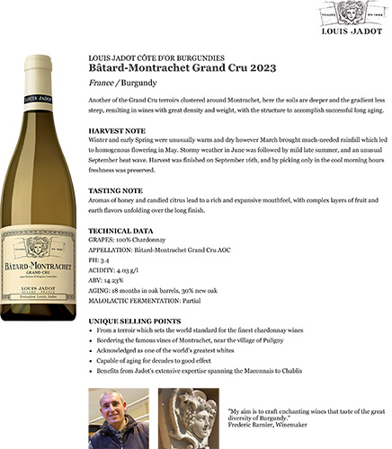 Bâtard-Montrachet Grand Cru 2023 Fact Sheet