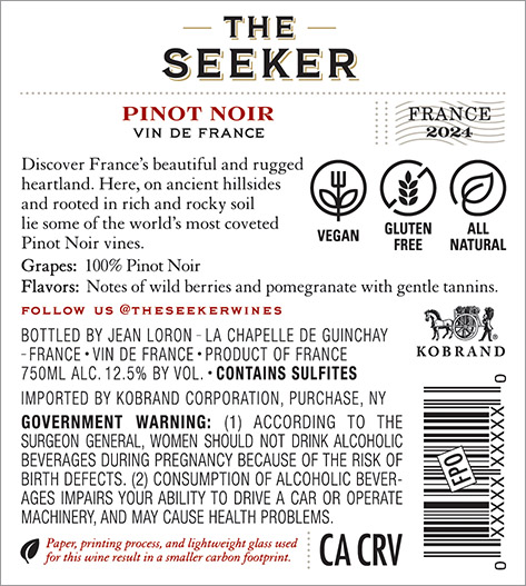 Pinot Noir 2024 Back Label