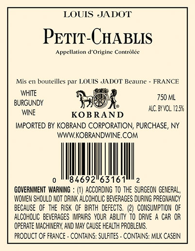 Petit Chablis 2017 Back Label