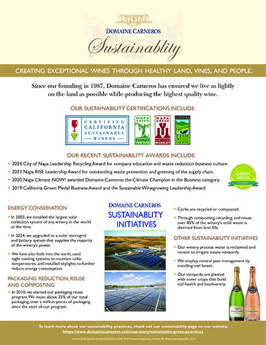 Domaine Carneros Sustainability / Green Sell Sheet