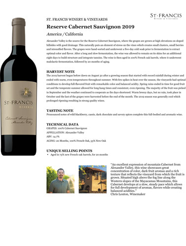 Reserve Cabernet Sauvignon 2019 Fact Sheet
