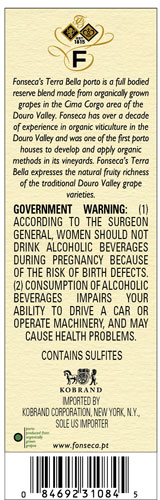 Terra Bella Organic Reserve Porto Back Label