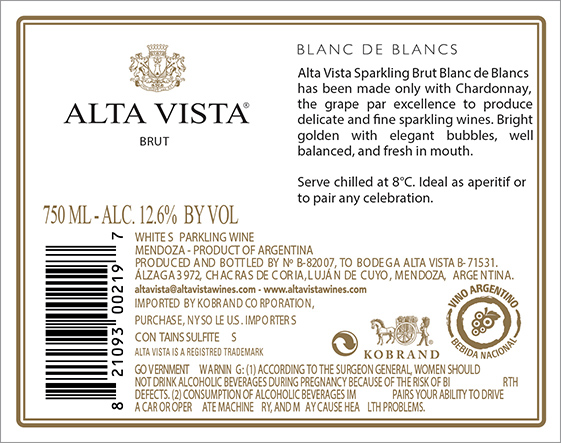 Brut Blanc de Blancs Back Label