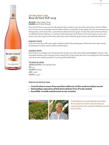 Rose di Nere IGP 2019 Fact Sheet