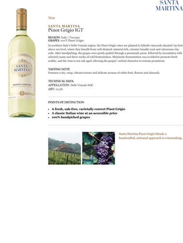 Pinot Grigio IGT Fact Sheet