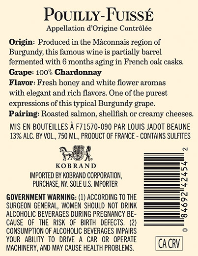 Pouilly-Fuissé Back Label (750ml)