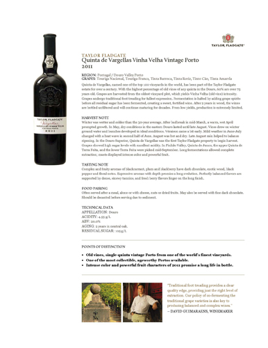 Quinta de Vargellas Vinha Velha Vintage Porto 2011 Fact Sheet