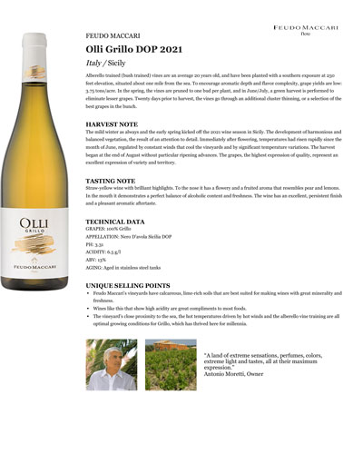 Olli Grillo DOP 2021 Fact Sheet