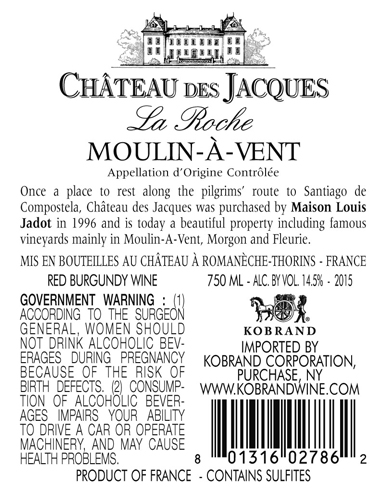 Moulin-à-Vent La Roche Back Label