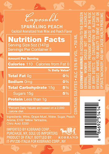 Sparkling Peach Back Label