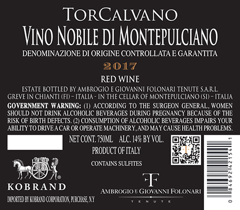 Vino Nobile di Montepulciano 2017 back label