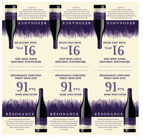 Résonance Vineyard Pinot Noir 2015 Wine Spectator Hanging Necker
