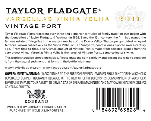 Quinta de Vargellas Vinha Velha Vintage Porto 2017 Back Label
