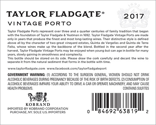 Classic Vintage Porto 2017 Back Label