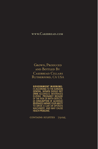 Dancing Bear Ranch Cabernet Sauvignon Back Label