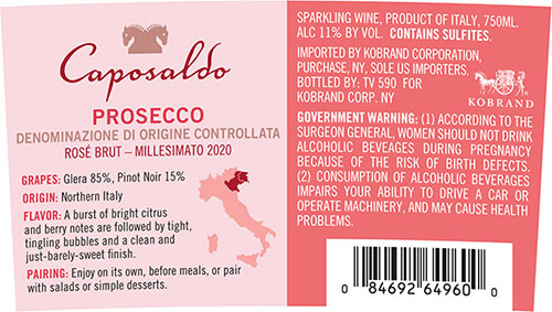 Prosecco Rosé Back Label