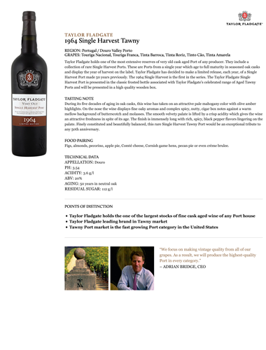 1964 Single Harvest Tawny Fact Sheet