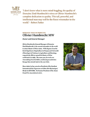 Olivier Humbrecht M.W., Owner & General Manager Bio