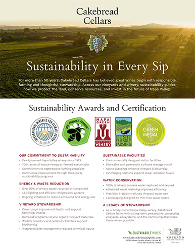 Cakebread Sustainability Sell Sheet