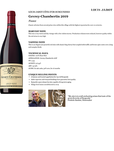 Core: Gevrey-Chambertin 2019 Fact Sheet