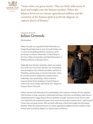 Julian Grounds, Craggy Range Winemaker
