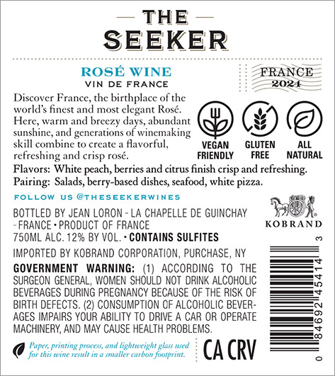 Rosé 2024 Back Label